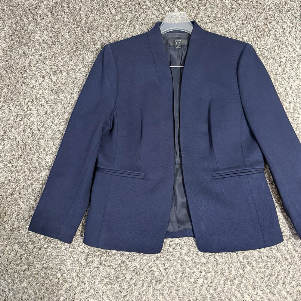 J Crew 365 Going Out Blazer Black Jacket Womens 12P Twill Open Front Preppy Navy